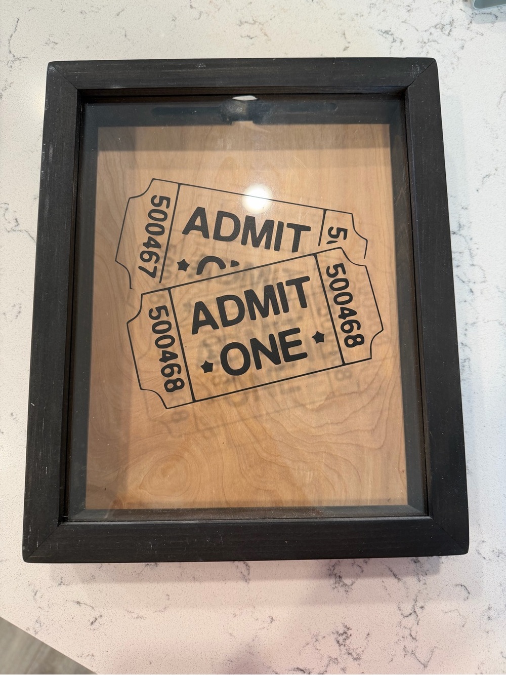 Black Framed 'Admit One' Wall Art